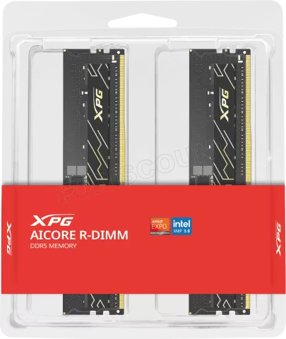 Photo de Kit Barrettes mémoire 32Go (2x16Go) DIMM DDR5 Adata XPG AICore 7200MHz ECC Registered (Noir)