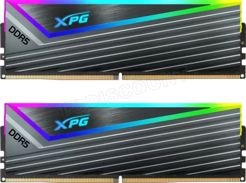 Photo de Kit Barrettes mémoire 32Go (2x16Go) DIMM DDR5 Adata XPG Caster 6400MHz (Gris)