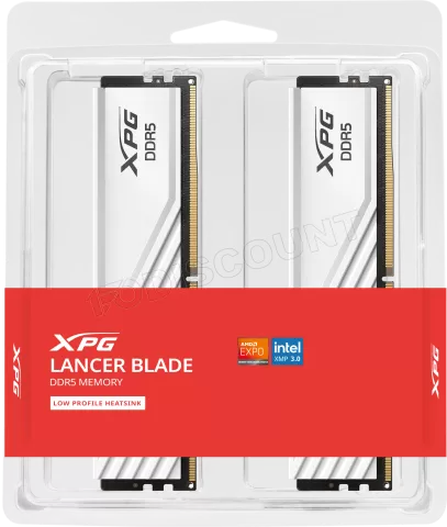 Photo de Kit Barrettes mémoire 32Go (2x16Go) DIMM DDR5 Adata XPG Lancer Blade  6000MHz (Blanc)