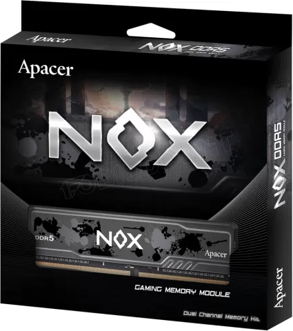 Photo de Kit Barrettes mémoire 32Go (2x16Go) DIMM DDR5 Apacer Nox 6000MHz (Noir)