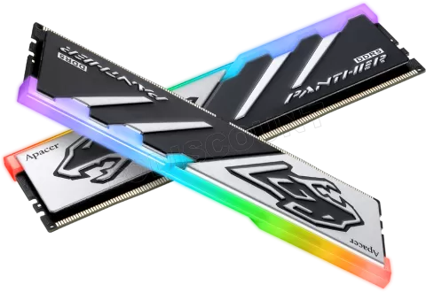Photo de Kit Barrettes mémoire 32Go (2x16Go) DIMM DDR5 Apacer Panther RGB 6000MHz (Noir/Argent)