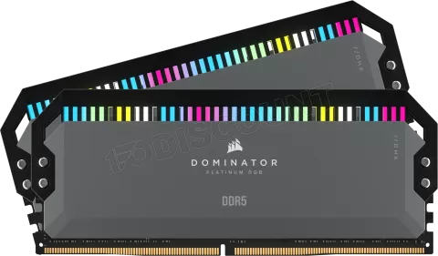 Photo de Kit Barrettes mémoire 32Go (2x16Go) DIMM DDR5 Corsair Dominator Platinum RGB 5200MHz AMD Expo (Gris)