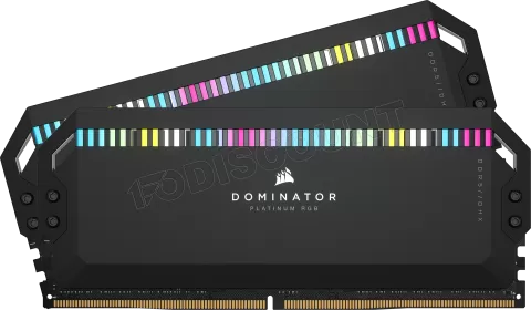 Photo de Kit Barrettes mémoire 32Go (2x16Go) DIMM DDR5 Corsair Dominator Platinum RGB 5200MHz CL40 (Noir)