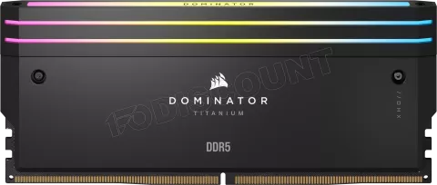 Photo de Kit Barrettes mémoire 32Go (2x16Go) DIMM DDR5 Corsair Dominator Titanium RGB 6400MHz (Noir)