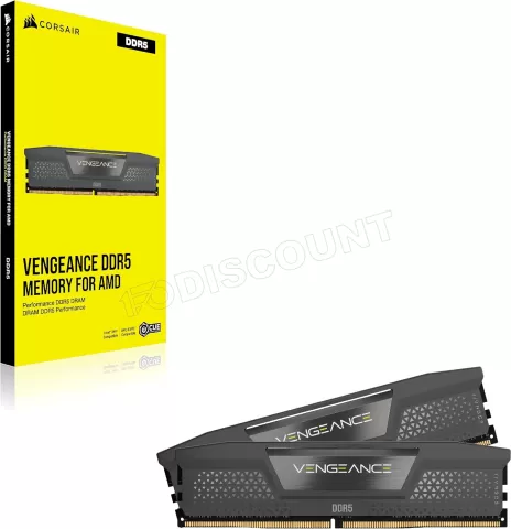 Photo de Kit Barrettes mémoire 32Go (2x16Go) DIMM DDR5 Corsair Vengeance 6000MHz CL28 (Noir)