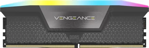 Photo de Kit Barrettes mémoire 32Go (2x16Go) DIMM DDR5 Corsair Vengeance RGB 6000MHz CL30 (Noir)