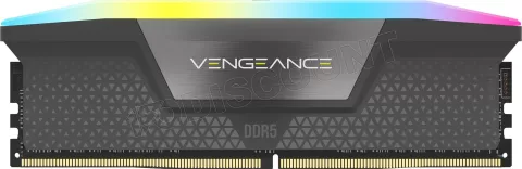 Photo de Kit Barrettes mémoire 32Go (2x16Go) DIMM DDR5 Corsair Vengeance RGB 6000MHz CL36 (Noir)