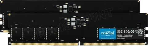 Photo de Kit Barrettes mémoire 32Go (2x16Go) DIMM DDR5 Crucial  5200MHz (Noir)