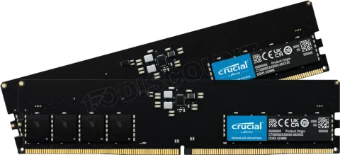 Photo de Kit Barrettes mémoire 32Go (2x16Go) DIMM DDR5 Crucial  5200MHz (Noir)