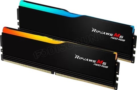 Photo de Kit Barrettes mémoire 32Go (2x16Go) DIMM DDR5 G.Skill Ripjaws M5 Neo RGB 6000MHz (Noir)
