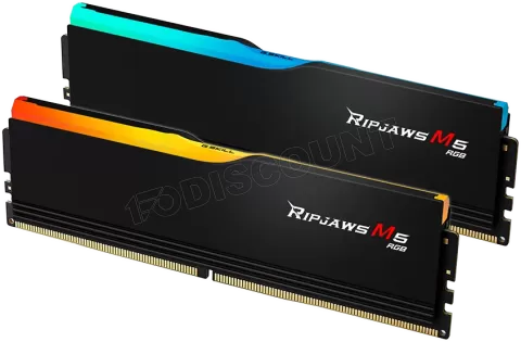 Photo de Kit Barrettes mémoire 32Go (2x16Go) DIMM DDR5 G.Skill Ripjaws M5 RGB 5200MHz (Noir)