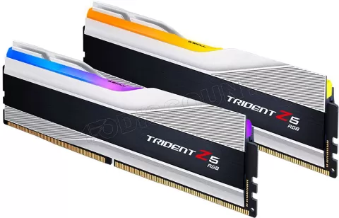 Photo de Kit Barrettes mémoire 32Go (2x16Go) DIMM DDR5 G.Skill Trident Z5 RGB 5600MHz CL36 (Argent)