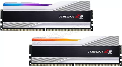 Photo de Kit Barrettes mémoire 32Go (2x16Go) DIMM DDR5 G.Skill Trident Z5 RGB 6000MHz (Argent)