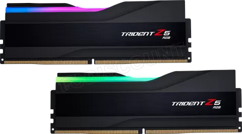 Photo de Kit Barrettes mémoire 32Go (2x16Go) DIMM DDR5 G.Skill Trident Z5 RGB  6000MHz (Noir) CL36