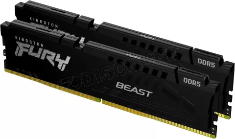 Photo de Kit Barrettes mémoire 32Go (2x16Go) DIMM DDR5 Kingston Fury Beast 6000MHz CL36 (Noir)