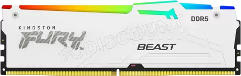 Photo de Kit Barrettes mémoire 32Go (2x16Go) DIMM DDR5 Kingston Fury Beast RGB 5600MHz (Blanc)