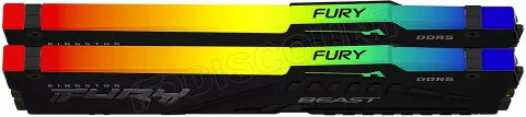 Photo de Kit Barrettes mémoire 32Go (2x16Go) DIMM DDR5 Kingston Fury Beast RGB  5600MHz CL40 (Noir)