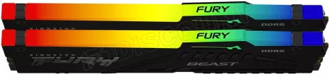 Photo de Kit Barrettes mémoire 32Go (2x16Go) DIMM DDR5 Kingston Fury Beast RGB  5600MHz (Noir)