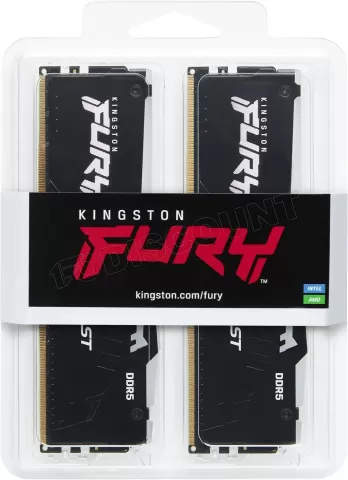Photo de Kit Barrettes mémoire 32Go (2x16Go) DIMM DDR5 Kingston Fury Beast RGB  5600MHz (Noir)