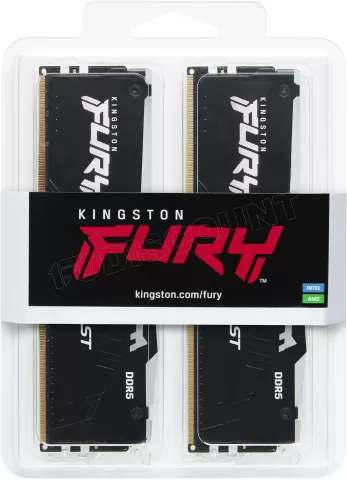Photo de Kit Barrettes mémoire 32Go (2x16Go) DIMM DDR5 Kingston Fury Beast RGB 6000MHz (Noir)