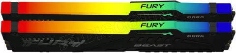 Photo de Kit Barrettes mémoire 32Go (2x16Go) DIMM DDR5 Kingston Fury Beast RGB 6000MHz (Noir)