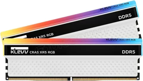 Photo de Kit Barrettes mémoire 32Go (2x16Go) DIMM DDR5 Klevv Cras XR5 RGB 6000Mhz (Blanc)