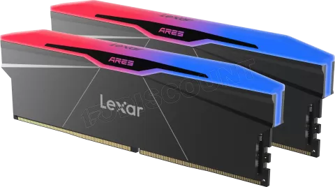 Photo de Kit Barrettes mémoire 32Go (2x16Go) DIMM DDR5 Lexar Ares 2nd Gen RGB 6000MHz (Noir)