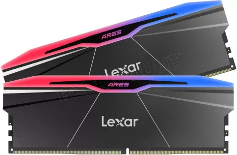 Photo de Kit Barrettes mémoire 32Go (2x16Go) DIMM DDR5 Lexar Ares 2nd Gen RGB 6400MHz C32 (Noir)
