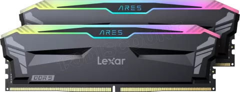 Photo de Kit Barrettes mémoire 32Go (2x16Go) DIMM DDR5 Lexar Ares RGB 6000MHz (Noir)