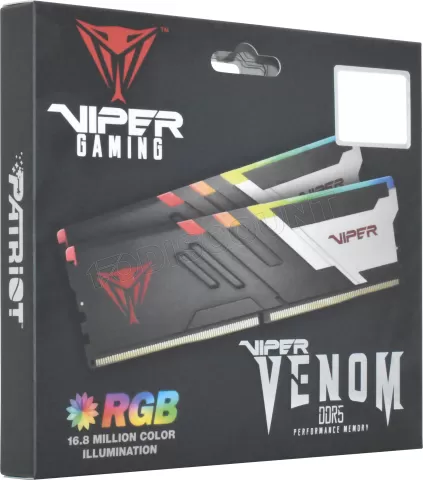 Photo de Kit Barrettes mémoire 32Go (2x16Go) DIMM DDR5 Patriot Viper Venom RGB  6200MHz (Noir)