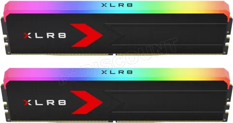 Photo de Kit Barrettes mémoire 32Go (2x16Go) DIMM DDR5 PNY XLR8 Gaming Epic-X RGB 6400MHz (Noir)