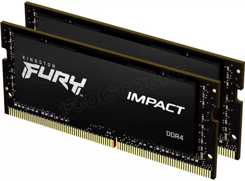 Photo de Kit Barrettes mémoire 32Go (2x16Go) SODIMM DDR4 Kingston Fury Impact  3200Mhz (Noir)