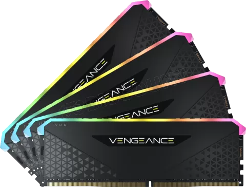 Photo de Kit Barrettes mémoire 32Go (4x8Go) DIMM DDR4 Corsair Vengeance RS RGB  3200Mhz (Noir)