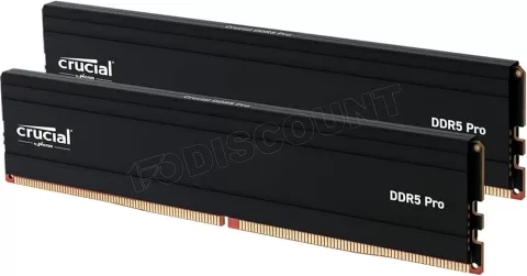 Photo de Kit Barrettes mémoire 48Go (2x24Go) DIMM DDR5 Crucial Pro 6000MHz (Noir)