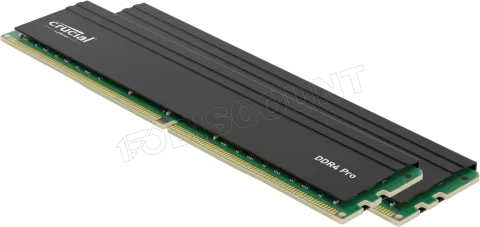 Photo de Kit Barrettes mémoire 64Go (2x32Go) DIMM DDR4 Crucial Pro  3200Mhz (Noir)