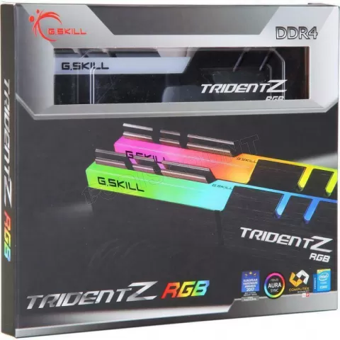 Photo de Kit Barrettes mémoire 64Go (2x32Go) DIMM DDR4 G.Skill Trident Z RGB 4400Mhz (Noir)