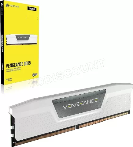 Photo de Kit Barrettes mémoire 64Go (2x32Go) DIMM DDR5 Corsair Vengeance  5200MHz (Blanc)