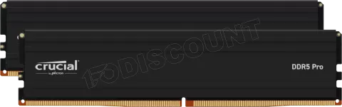 Photo de Kit Barrettes mémoire 64Go (2x32Go) DIMM DDR5 Crucial Pro 5600MHz (Noir)