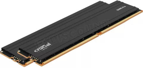 Photo de Kit Barrettes mémoire 64Go (2x32Go) DIMM DDR5 Crucial Pro 5600MHz (Noir)