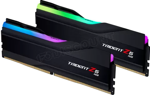 Photo de Kit Barrettes mémoire 64Go (2x32Go) DIMM DDR5 G.Skill Trident Z5 RGB 5600MHz (Noir)