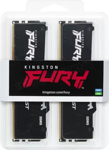 Photo de Kit Barrettes mémoire 64Go (2x32Go) DIMM DDR5 Kingston Fury Beast 5600MHz CL36 (Noir)