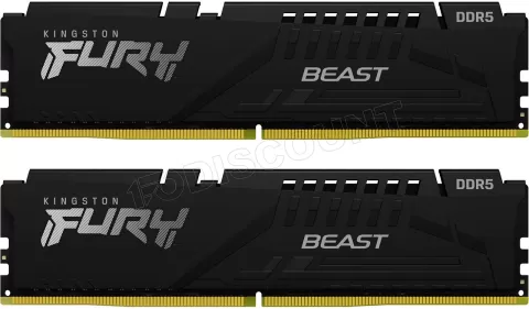 Photo de Kit Barrettes mémoire 64Go (2x32Go) DIMM DDR5 Kingston Fury Beast 5600MHz CL36 (Noir)