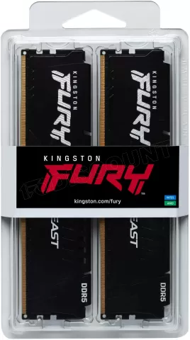 Photo de Kit Barrettes mémoire 64Go (2x32Go) DIMM DDR5 Kingston Fury Beast 5600MHz (Noir)