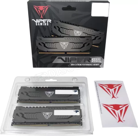 Photo de Kit Barrettes mémoire 8Go (2x4Go) DIMM DDR4 Patriot Viper Steel  3200Mhz (Noir)