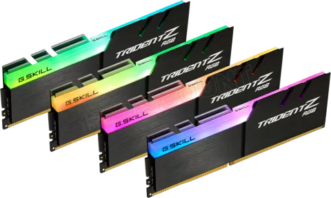 Photo de Kit Barrettes mémoire DIMM DDR4 G.Skill Trident Z RGB  3200Mhz 32Go (4x8Go) (Noir)