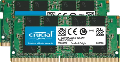 Photo de Kit Barrettes mémoire SODIMM DDR4 16Go (2x8Go) Crucial  3200Mhz (Vert)