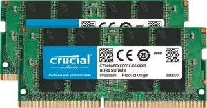 Photo de Kit Barrettes mémoire SODIMM DDR4 32Go (2x16Go) Crucial  3200Mhz (Vert)