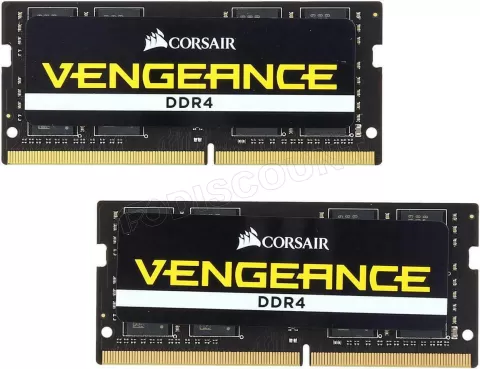 Photo de Kit Barrettes mémoire SODIMM DDR4 Corsair Vengeance  2667Mhz 32Go (2x16Go) (Noir)