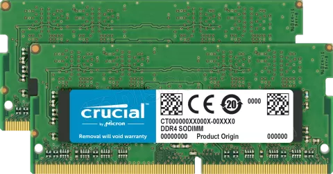 Photo de Kit Barrettes mémoire SODIMM DDR4 Crucial  2400Mhz 16Go (2x8Go) (Vert)