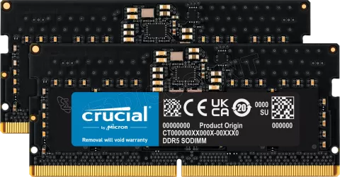 Photo de Kit Barrettes mémoire SODIMM DDR5 32Go (2x16Go) Crucial 5600Mhz (Noir)